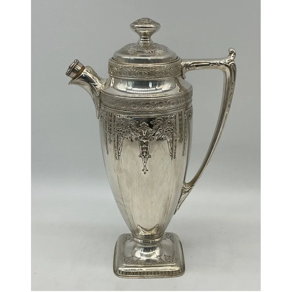Cocktail Set Derby Silver‎ Co Art Deco Repousse Silverplate 8pc